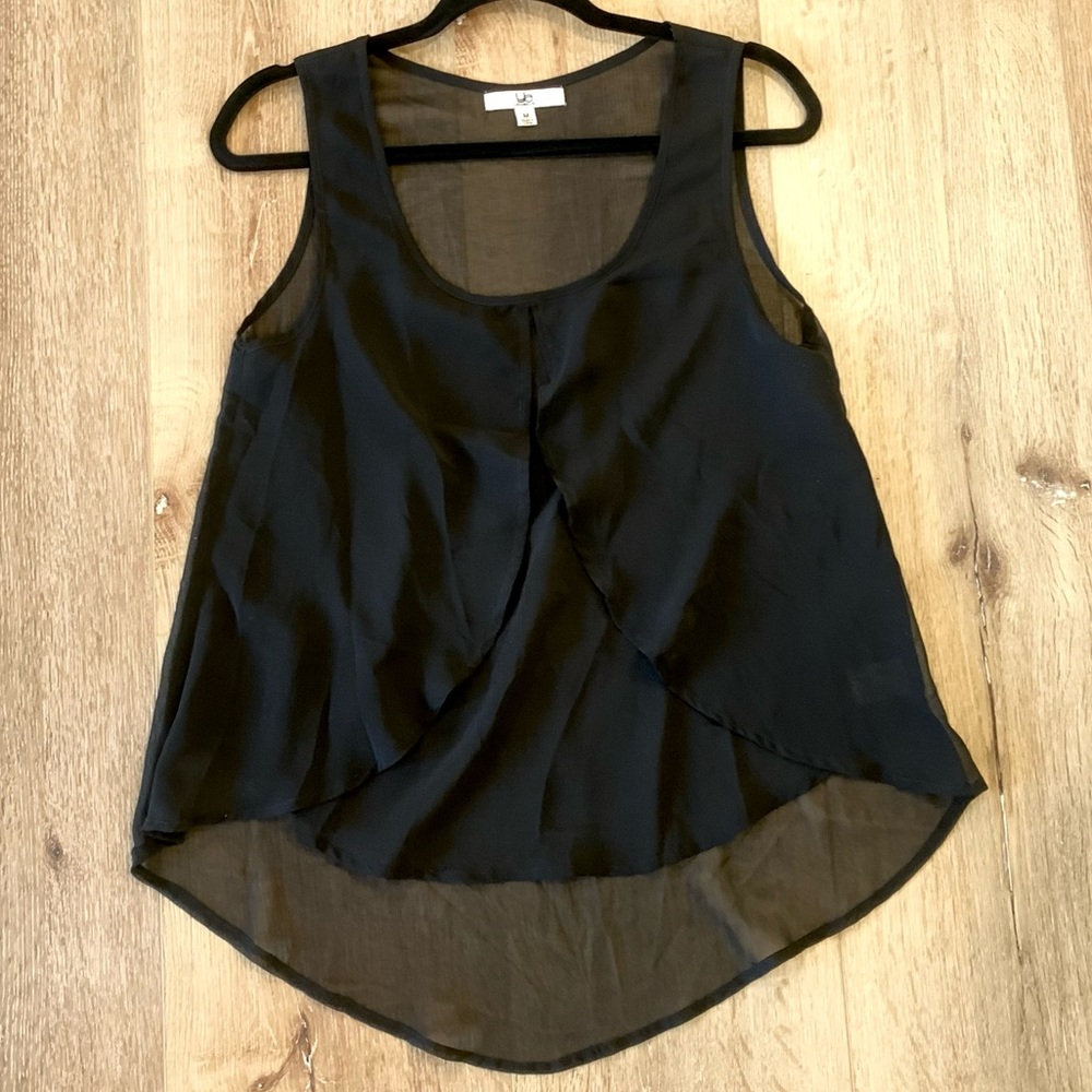 Silk Blouse Ya Los Angela’s Sheer Sleeveless Womens Medium Black Dressy Top